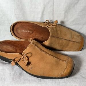 NATURALIZER Leather Suede Mules Slip On Brown Shoes Size 8.5N *see Pictures*